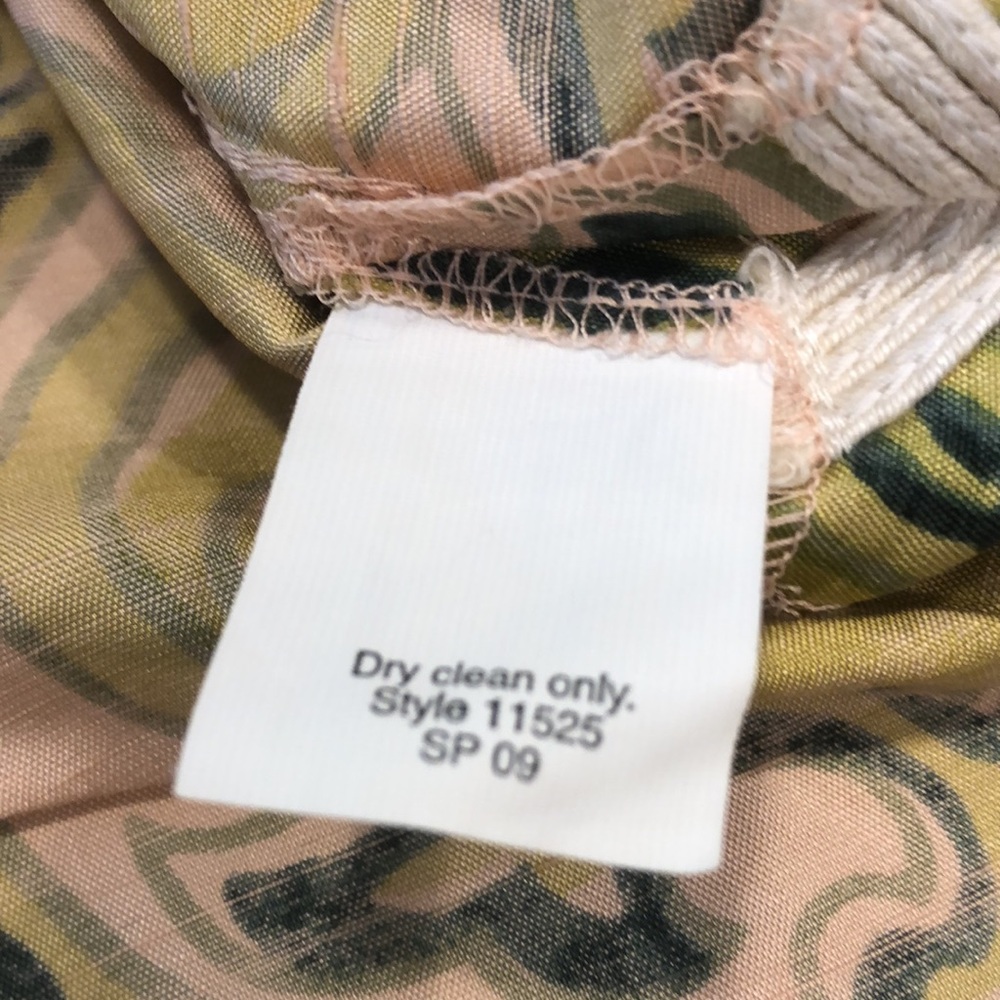 J.Crew Silk Tunic Top in Green, Pink & Cream Floral Asian style print lace trim - Picture 6 of 10